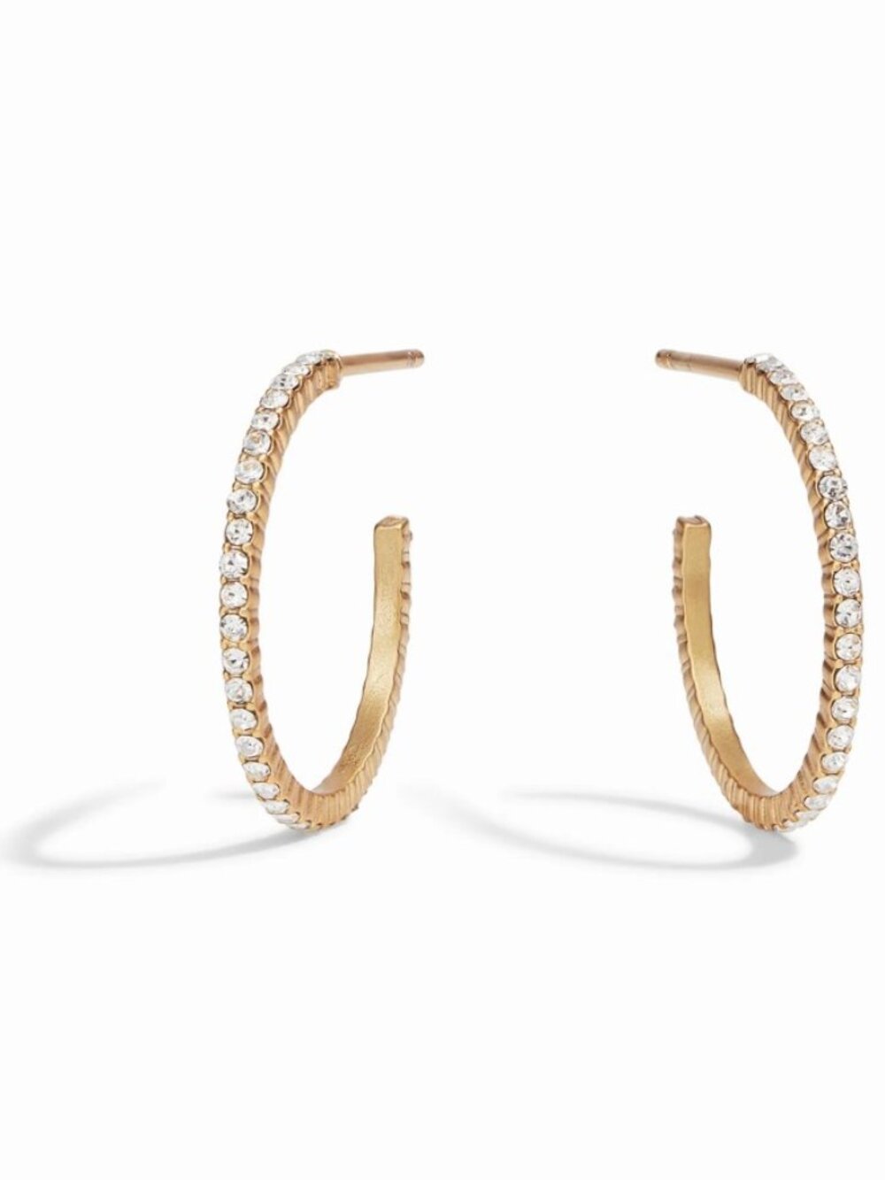 New Julie Vos Windsor 18kt Gold Cubic Zirconia Hoop Earrings Size Small